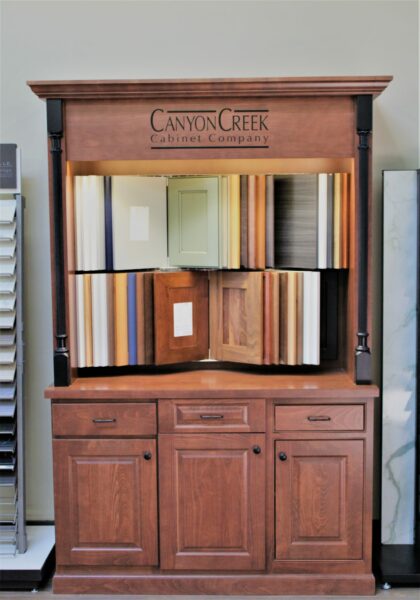 Cabinet display with sample doors